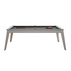 Billard Caraïbes Extérieur 203x116, pieds blancs, drap gris