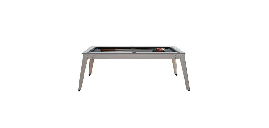 Billard Caraïbes Extérieur 203x116, pieds blancs, drap gris