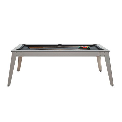 Billard Caraïbes Extérieur 203x116, pieds blancs, drap gris