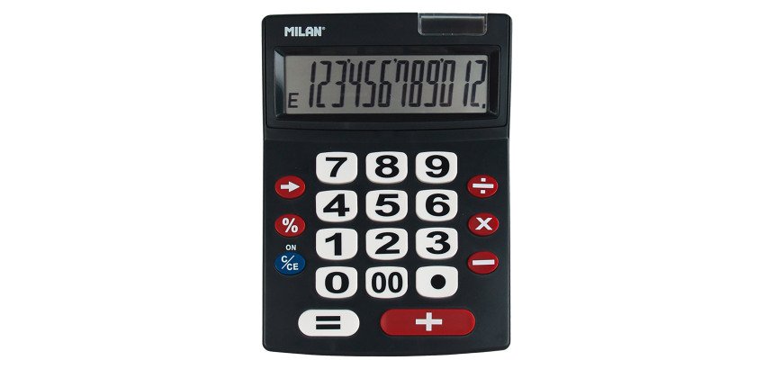 Calculadora negra grande 12 dígitos MILAN