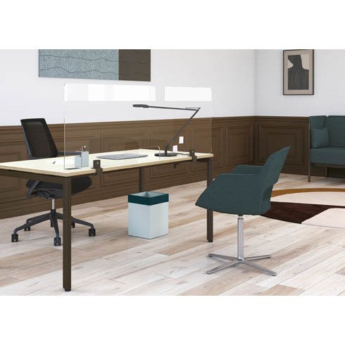 Écran de séparation B-Zen en verre trempé L 160 x H 60 cm - avec fixations pour bureau individuel