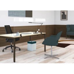 Écran de séparation B-Zen en verre trempé L 140 x H 60 cm - avec fixations pour bureau partagé