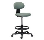 Chaise assis-debout ZERTY tissu - dossier bas - sans accoudoirs - mécanisme haut/bas - pieds noir