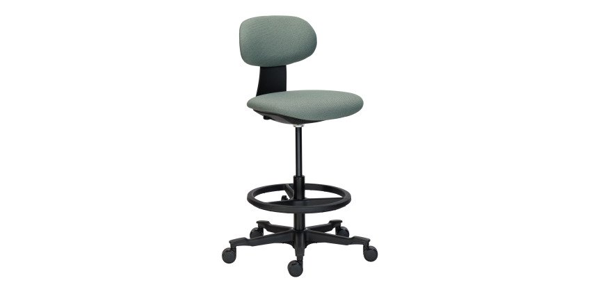 Chaise assis-debout ZERTY tissu - dossier bas - sans accoudoirs - mécanisme haut/bas - pieds noir