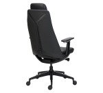 Chaise de bureau YUCATAN - Tissu et maille  - avec accoudoirs, appui-tête, réglage profondeur d'assise et soutien lombaire - Mécanisme Synchrone - Pieds noir