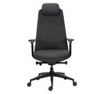 Chaise de bureau YUCATAN - Tissu et maille  - avec accoudoirs, appui-tête, réglage profondeur d'assise et soutien lombaire - Mécanisme Synchrone - Pieds noir