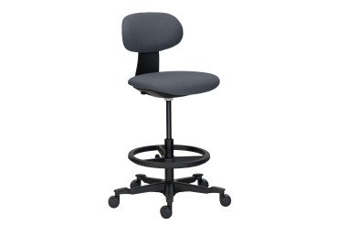 Chaise assis-debout ZERTY tissu - dossier bas - sans accoudoirs - mécanisme haut/bas - pieds noir