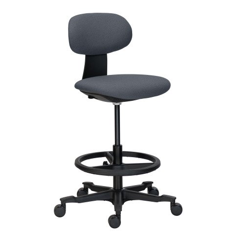 Silla alta Zerty tejido gris oscuro - respaldo bajo