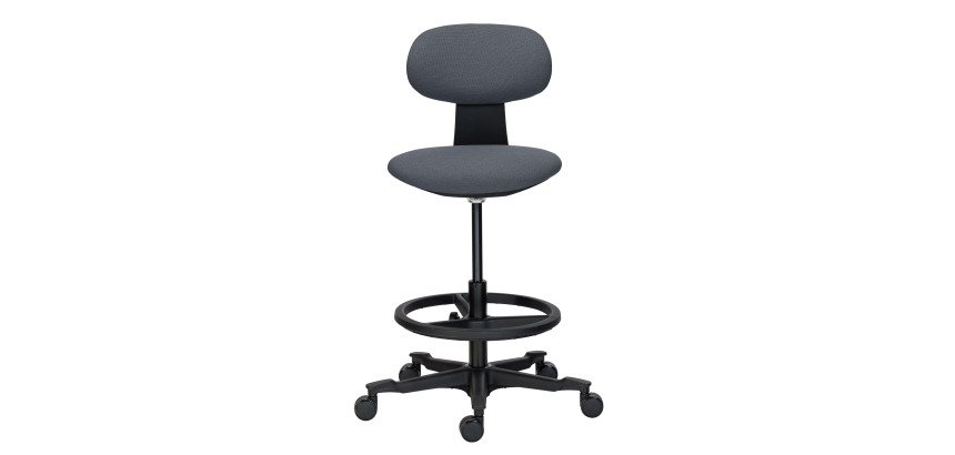 Chaise haute SIELLO tissu - dossier bas - sans accoudoirs - mécanisme haut/bas - pieds noir