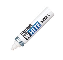 Rotulador permanente Pentel White 100W L punta biselada 5,5 mm