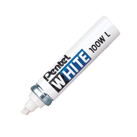 Rotulador permanente Pentel White 100W L punta biselada 5,5 mm