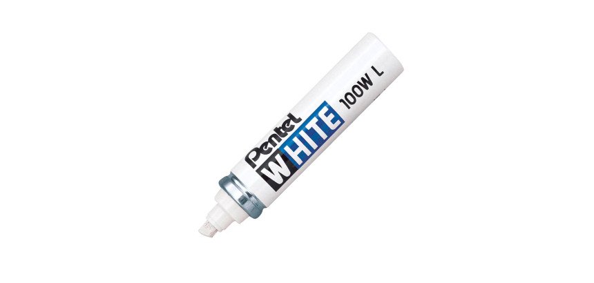 Rotulador permanente Pentel White 100W L punta biselada 5,5 mm