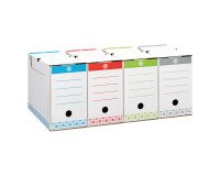Boîte archives Carton Bruneau - Dos 20 cm - Haute résistance - Couleurs assorties