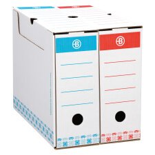 Boîte archives Carton Bruneau - Dos 8 cm - Haute résistance - Couleurs assorties