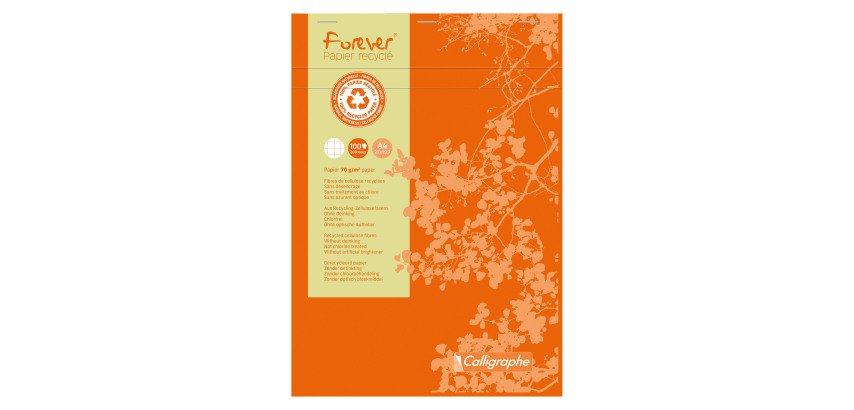 Bloc de bureau agrafé en-tête Forever Calligraphe A4 petits carreaux - 200 pages