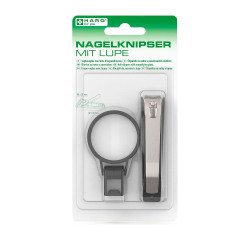 Coupe-ongles avec loupe & lime, sur carte blister