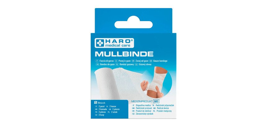 Bande de gaze élastique, blanc, 60 mm x 4,0 m, set de 2