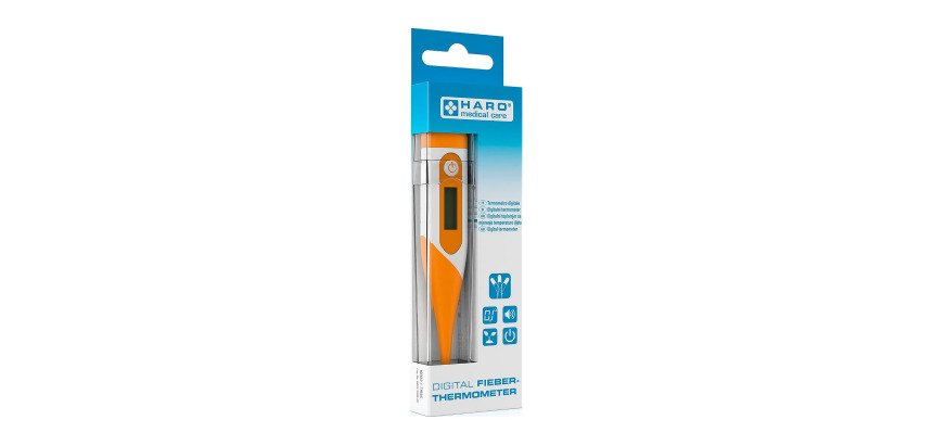 Thermomètre, pointe flexible, blanc/orange