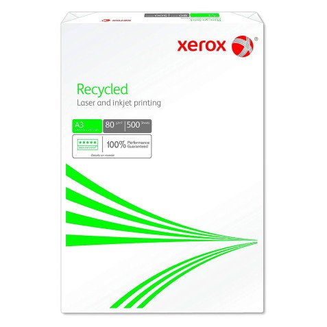 Carta A3 Riciclata Xerox 80g risma da 500 fogli- Carta per stampe e fotocopie