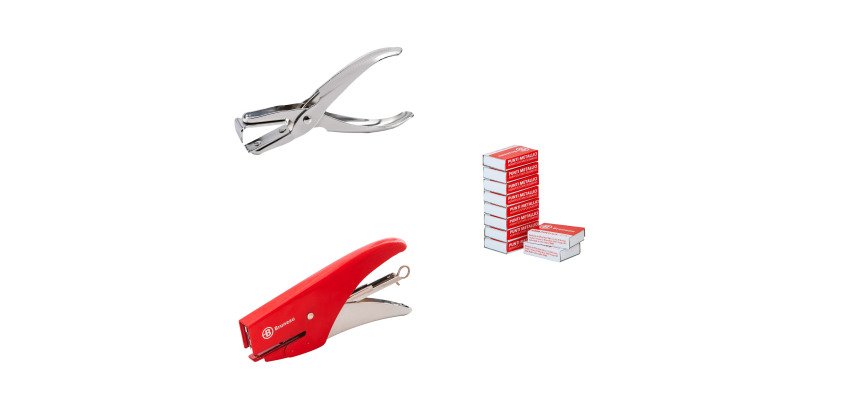 Kit cucitrice a pinza, punti metallici Bruneau e levapunti