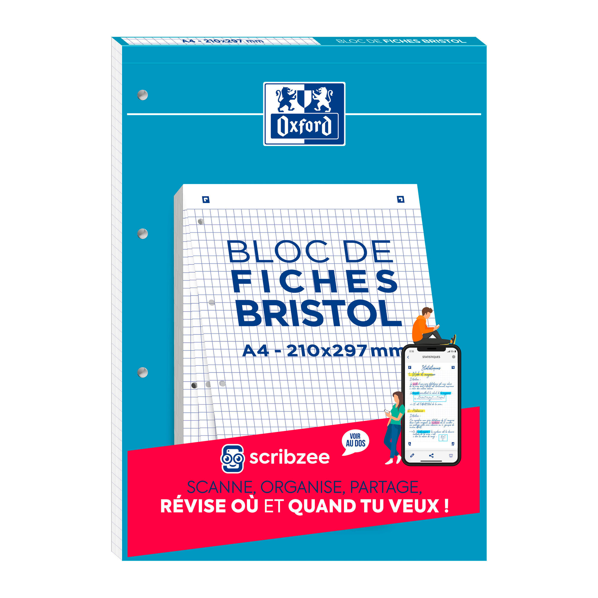 Lot De 5 Blocs De Fiches Bristol A5 Uni Blanc | 30 Fiches Perforées 210 G Par Bloc