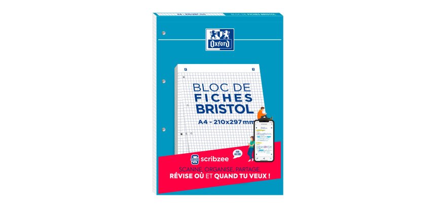 Bloc de 30 feuilles BRISTOL perforées A4 210g 5x5 Blanc