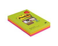 Pack 2 notas reposicionables colores surtidos rayadas Super Sticky - bloc de 75 hojas + 1 gratis