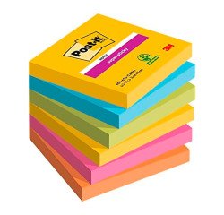 Bloc-note adhésif Carnival Super Sticky Notes 76 x 76 mm - bloc de 90 feuilles - 4 + 2