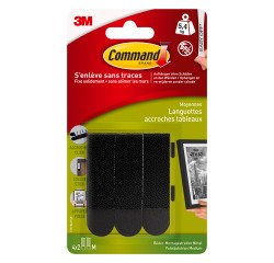 Languettes adhésives noires Command 3M taille M jusqu'à 5,4 kg - Blister de 4 x 2