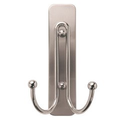 Adhesive brushed steel double  hook Command 3M up to 1.8 kg