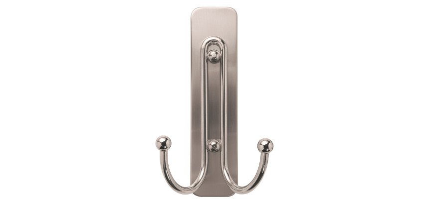 Crochet adhésif double acier brossé Command 3M jusqu'à 1,8 kg