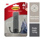 Crochet adhésif double noir mat Command 3M jusqu'à 1,8 kg