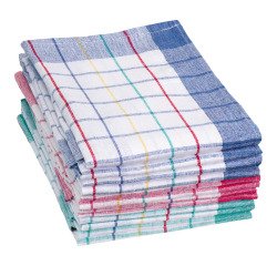 Torchon à vaisselle motif à carreaux - Lot de 12