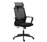 Chaise de bureau SPRITZY tissu et maille - avec accoudoirs et soutien lombaire - Appui-tête - Mécanisme Basculant centré - Pied noir