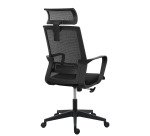 Chaise de bureau SPRITZY tissu et maille - avec accoudoirs et soutien lombaire - Appui-tête - Mécanisme Basculant centré - Pied noir