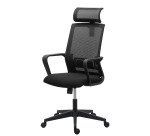 Chaise de bureau SPRITZY tissu et maille - avec accoudoirs et soutien lombaire - Appui-tête - Mécanisme Basculant centré - Pied noir