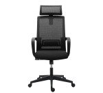 Chaise de bureau SPRITZY tissu et maille - avec accoudoirs et soutien lombaire - Appui-tête - Mécanisme Basculant centré - Pied noir