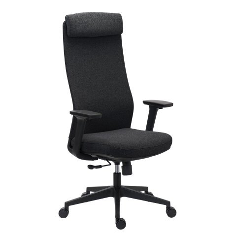 Chaise de bureau MARCEL tissu chiné - accoudoirs 3D, appui-tête, réglage profondeur d'assise et soutien lombaire - Mécanisme Synchrone - Pie