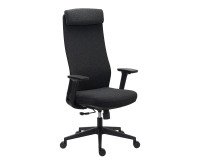 Chaise de bureau MARCEL tissu chiné - accoudoirs 3D, appui-tête, soutien lombaire, mécanisme synchrone réglage profondeur d'assise