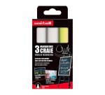 Uni-ball chalk marker, 8 mm chisel tip, set of 3 pieces, assorted
