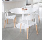 Table ronde 120 cm plateau blanc piètement colonne Essens