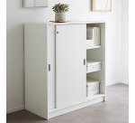 Armoire basse bois H 100 x L 90 cm portes coulissantes Essens