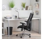 Bureau droit plateau blanc L 140 x P 80 cm, piétements métal - Practica