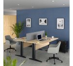 Bureau droit hêtre L 140 cm, piétement L métal - O-line 2