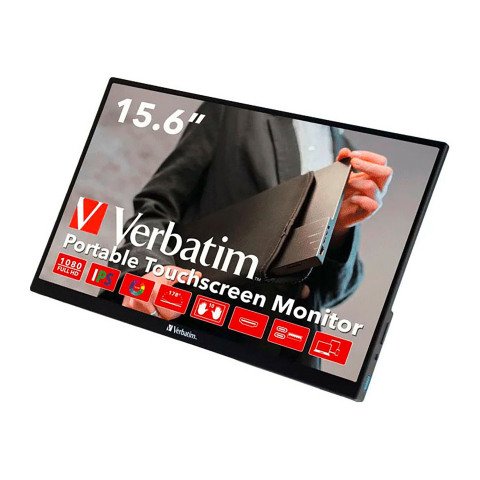 Monitor portátil Verbatim 49592 para PC 39,6 cm (15.6") 1920 x 1080 Pixeles Full HD LCD Pantalla táctil Negro