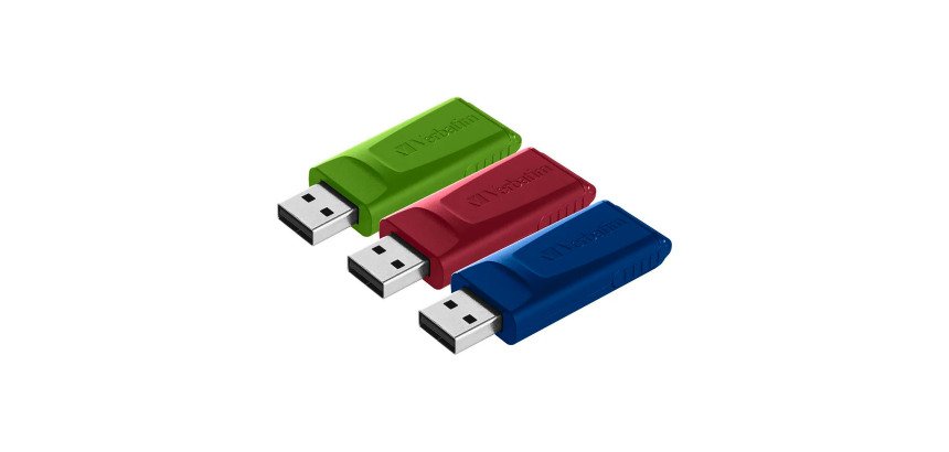 Pack de 3 clés USB 2.0 Verbatim rétractable rouge / bleue / verte 16 Go