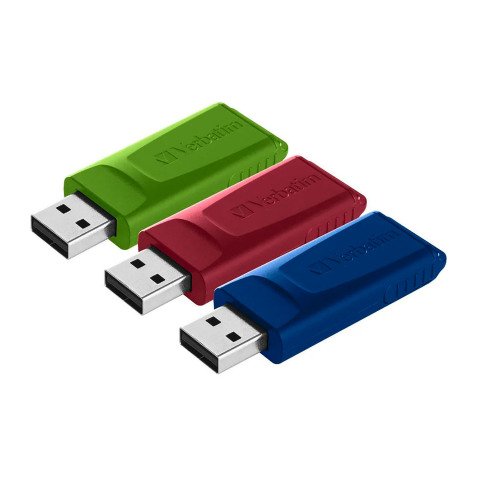 Verbatim pack de 3 clés USB Slider rétractable 16 Go Usb 2.0 (USB-A) couleur assortie