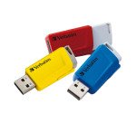 Pack de 3 clés USB 3.0 Verbatim Store 'n' Click rétractables rouge / bleu / jaune 16 Go