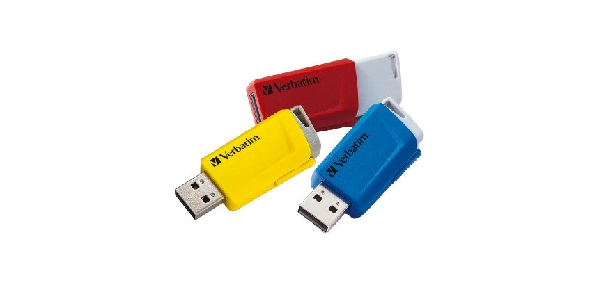 Pack de 3 clés USB 3.0 Verbatim Store 'n' Click rétractables rouge / bleu / jaune 16 Go