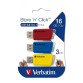 Verbatim pack de 3 clés USB Store 'n' Click rétractables 16 Go Usb 3.2 (USB-A) couleur assortie